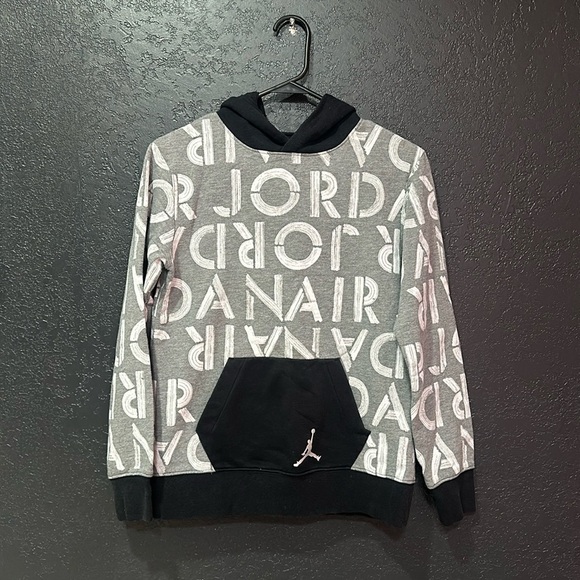 JORDAN Little Boys Black/Gray Pullover Hoodie Size L - Picture 1 of 5